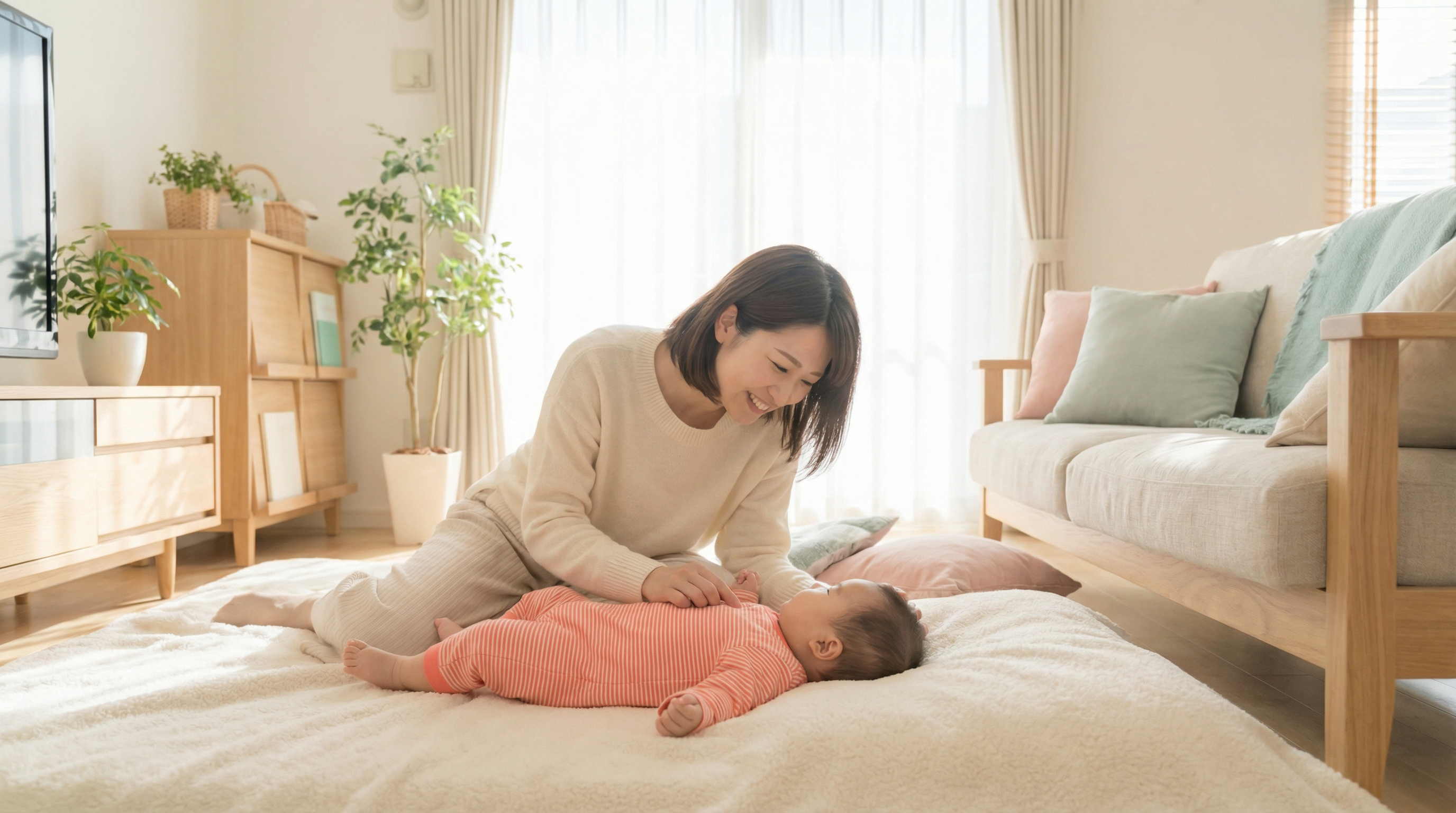 笑顔のママと赤ちゃん